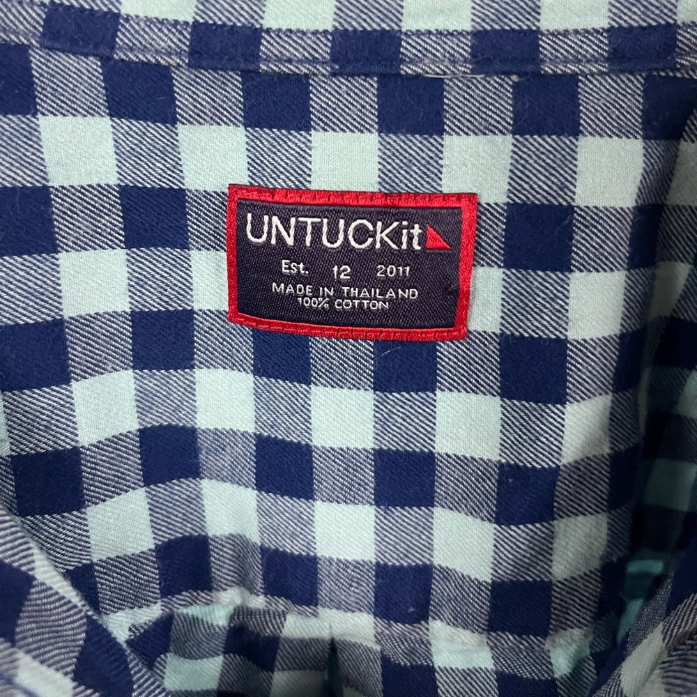 UNTUCKit Women's Vanessa Blue Plaid Button Front Shirt- Size 12 - Picture 3 of 6